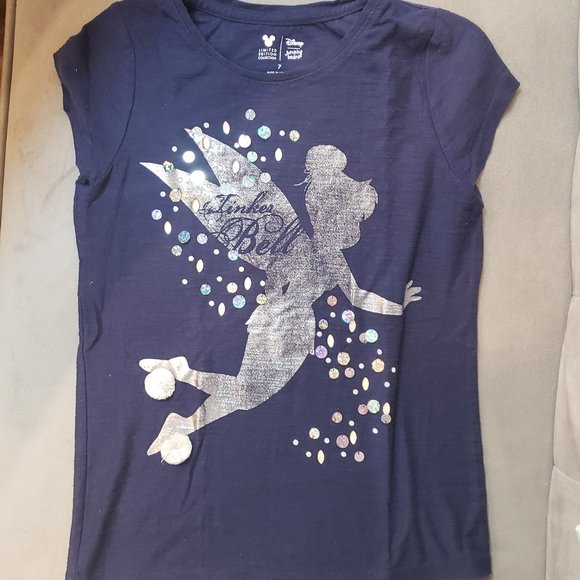 Disney Limited Edition Tinkerbell Tee  Size 7 Navy - Picture 1 of 6